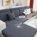 Hyha Waterproof Couch Cushion Covers, Stretch Magic Sofa Covers Washable, Thick Jacquard Fabric, Waterproof Sofa Couch Covers for 3 Cushion Couch Sofa for Pets (3 Packs, Grey)