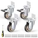 HOLKIE 3 Inch Caster Wheels Heavy Duty with Thickened L Shaped Plate,Swivel Side Mount Casters Set of 4 Supporting 660 LBS,Ideal Rubber Castor Wheels for Crib,TV Stand,Coffee Table,Book Shelf