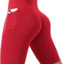 POSHDIVAH Women's Creamluxe Yoga Shorts with Pockets - 2.5"/4"/6"/8"/10" High Waisted Workout Volleyball Running Shorts (Red, XS)