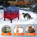 Heated Cat House for Outside, Waterproof Outdoor Cat Shelter with Thermostatic Pet Heating Pad for Winter, Large Elevated Pet Hetaing Bed with Rmoveable Canopy for All Seasons