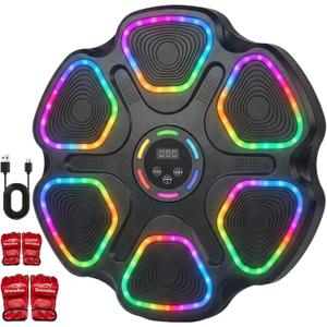 Music Boxing Machine for Adults & Kids, Interactive Music Punching Machine with 2 Gloves, Large Size Wall Mounted Electronic Boxing Target with 11 Modes & 9 Speeds for Home, Office and Gym, 15.16" x 15.16"