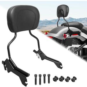 AUFER Rear Upright Passenger Backrest Sissy Bar with Pad & Docking Hardware Kit Compatible With For 2018-UP Harley Softail Fat Boy FLFB FLFBS Breakout FXBR FXBRS