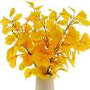 Funzhan 4 Pack Artificial Ginkgo Biloba Stem 29 Inch Long Yellow Leaves Branch Autumn Plant Decor Realistic for Home Vase Filler Wedding Centerpieces Decoration DIY Floral Arrangement
