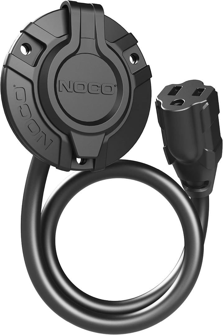 NOCO GCP1 15A AC Port Plug, 125V Power Inlet Socket, and Waterproof Electrical Outlet Receptacle Box with 16-Inch Integrated Outdoor Extension Cord
