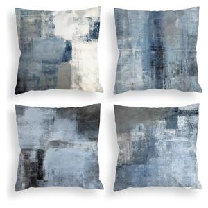 COLORPAPA Blue Throw Pillow Covers 18x18 Set of 2 Decorative Cushion Cover Grey Abstract Art Painting Pillowcase for Sofa Bedroom Living Room Décor