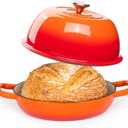Enamelled Cast Iron Dutch Oven Pot  Dutch Oven For Sourdough Bread Baking  Cast Iron Bread Pot  Orange, 6 Quarts, 26cm  by Nuovva