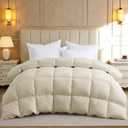 UNIKOME Goose Feather Down Fiber Comforter King Size, All Season Hotel Luxury Bedding Comforter, Ultra Soft Fluffy Duvet Insert with Downproof Cover, 8 Corner Loops (King, Cream, 104"X88")