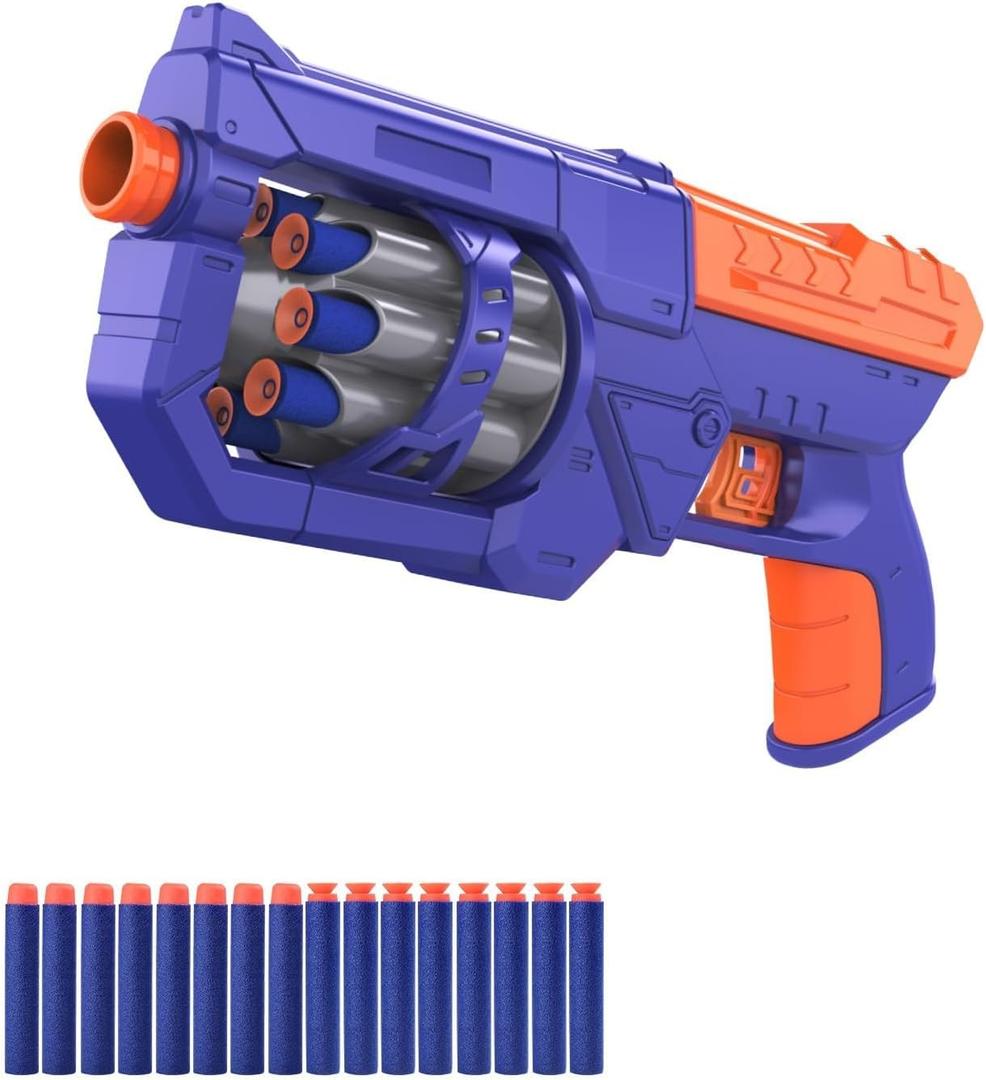 RD-8 Blue Toy Blaster Gun Set, Foam Darts Fit for Nerf Guns for Kids Ages 8-12, Long Range Rotating Barrel, Fun Indoor & Outdoor Shooting Game, Easter Gift for Boys Ages 5 6 7 8 9 10 12