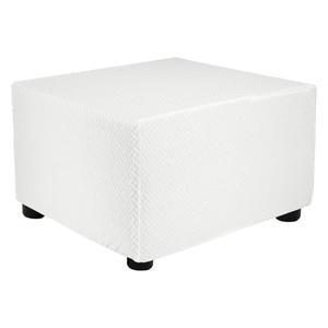 uxcell Stretch Ottoman Cover Twill Square Ottoman Slipcover with Elastic for Foot Stool Living Room Bedroom Fit Length 57-70cm / 23"-27", Medium, White