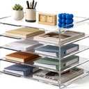 Leffis 5 Tier Acrylic Desk Paper Organizer, Clear Desk Organizer and Accessories Letter Tray for Papers, Documents, File Office Home Classroom Organization