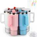 Chunful Water Bottle Organizer for Tumbler with Handle Rotatable Cup Holder Water Bottle Storage for Cabinet 40oz Cup Lid Organizer Storage Rack with 6 Straw and Straw Caps 6 Brush Transparent Kitchen