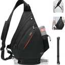 TUDEQU Sling backpack, 8 Pockets Sling Bag Crossbody, 19L Large Sling Bag for Men Travel Crossbody Backpack Hiking Outdoor (Black)