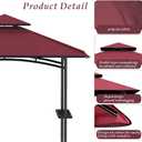 Grill Gazebo Replacement Top, 5 * 8 Outdoor BBQ Top Cover, Double Layer BBQ Gazebo Top Canopy for Model #L-GG001PST-F (Burgundy)