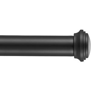 Matte Black Curtain Rods for Window 28-56", Decorative Curtain Rod with Cap Finials, Splicing Curtain Rod Single Drapery Rods Window Rod, Heavy Duty 1 Inch Diameter Single Curtain Rod Telescoping