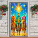 IVN Three Kings Day Epiphany Door Cover 71 x 35 Inches Front Door Banner Camel Journey Religious Holiday Decor Indoor And Outdoor (Wise men traveling on camels guided by a star)