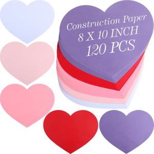 Tatuo 120 Pcs Valentine's Day Heart Cutouts 8x10 Inch Heart Shape Paper Cutouts Paper for Classroom Decorations School DIY Projects Craft Activities(Multicolor)