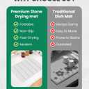 Stone Drying Mat for Kitchen Counter, 16"12" Heat-resistant Mat, Collapsible and Super Absorbent Dish Drying Stone Mat, Diatomaceous Earth Mats for Dishes Bottles Cups, White