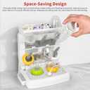 Baby Bottle Drying Rack for 6 Bottles, Vertical Cup Drying Holder, Space Saving Countertop Standing Bottle Dryer Rack for Baby Accessories & Pump Parts (Small White&Grey)
