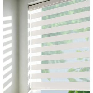 Color-Matched Custom Cordless Zebra Blinds, Light Control for Day and Night, Privacy Light Filtering Dual Layer Window Shade, Energy-Saving Cordless Zebra Blinds for Windows, Window Shade (03- Ivory)