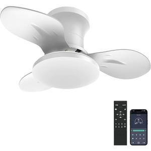 22inch Ceiling Fans with Lights, 6-Speed Reversible DC Motor, Dimmable LED Light, 3CCT, Quiet Operation, for Kitchen Bedroom Dining Room Patio (White)