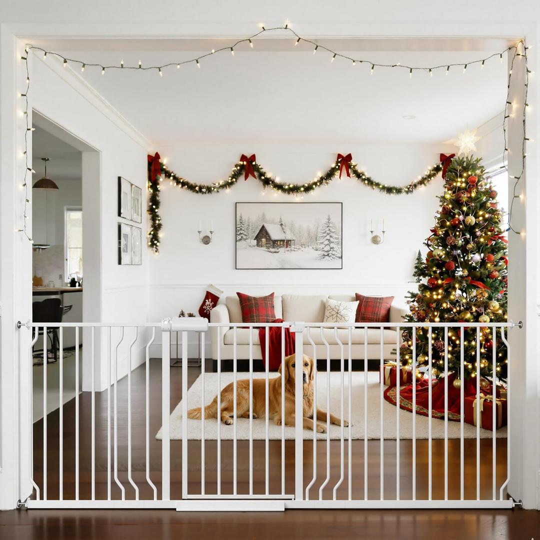 Baby Gate Extra Wide Fits 71.65-85.82 inch Wide Opening - Dog Pet Gates for Doorways Stairs No Drilling Pressure Mounted - Large Child Safety Gate Indoor Outdoor White