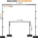 HYJ-INC Pipe and Drape Photography Backdrop Stand Kit Adjustable Photo Background Stand 10ft x 8.5ft with Metal Base for Parties Weddings Birthday Party Events Photo Booth With 4 Clamps,Carrying Bag.