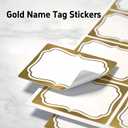 Gold Name Tag Stickers 200 PCS, 2" x 3" Blank Adhesive Labels with Elegant Gold Border, Writable Sticker Labels for Classroom, School, Office Organization, File Folders, Storage, Meetings & Events