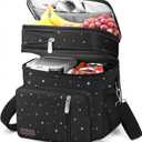 MIYCOO Lunch Bag & Lunch Box for Women Men, Double Deck Leakproof Insulated Soft Large Adult Camping Cooler bag for Work, Beach, Picnic, Travel (Black Starry Sky, 15L)