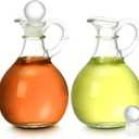 2 Pcs 10.5 oz Oil and Vinegar Dispenser Cruet Set Olive Oil Dispenser Bottle Vinegar Glass Cruet for Kitchen Elegant Condiment Container for Homemade Salad Dressing Pancake Syrup