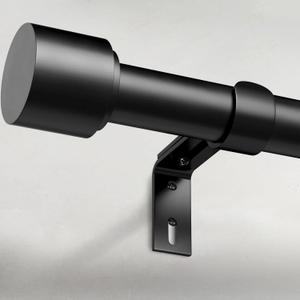 GEEBOBO Black Curtain Rods for Windows 66 to 120 Inch, 1 Inch Adjustable Heavy Duty Easy Install Curtain Rods Set for Outdoor, Patio, Farmhouse, Bedroom, Living Room (Black, 30"-120")