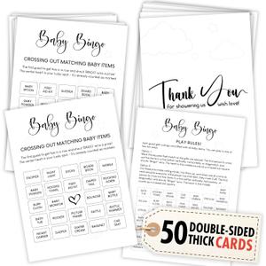 Baby Shower Bingo Game For Boy And Girl - Baby Bingo Game Gender Neutral For 50 Guest Activities
