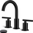 Matte Black Bathroom Faucet 3 Hole, 8 Inch Widespread with Pop-up Drain, 2 Handle Bathroom Sink Faucet, Modern Vanity Faucet for Bathroom Sink with 360 Swivel Spout