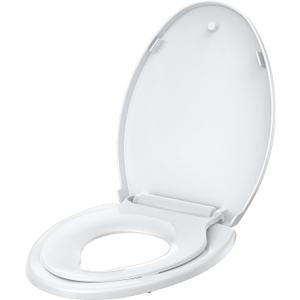 Garvee Elongated Toilet Seat with Toddler Seat, Toilet Seat Cover with Built-in Child Seat for Potty Training, Quick-Release PP Lid, Soft Close Toilet Seat for Kids and Adults (White)