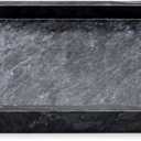 Black Marble Tray, Stone Bathroom Tray, Decorative Holder for Tissrue, Candle, Soap, Towel, Plant (Black - 10 x 6)
