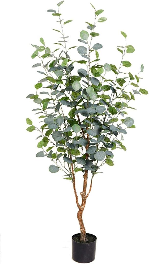 Simulation Tree Elegant Simulated Eucalyptus Tree, 120 cm Artificial Green Plant Potted Plants, Both Indoor and Outdoor, Artificial Bonsai Tree, Bianco
