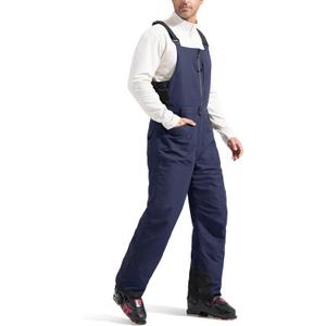 FREE SOLDIER Men's Insulated Waterproof Snow Bibs Ski Overalls (X-Large/32" Inseam, Midnight Navy)