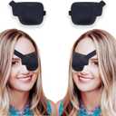 Eye Patches for Adults and Kids, 2 Pcs 3D Eye Patch Black Adjustable Medical Eyepatch for Lazy Eye Amblyopia Strabismus and After Surgery (Right & Left Eye - Black, 1 Count (Pack of 2)