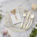 BESTVIP 100PCS 7 Inch Clear Plastic Dessert Plates, Small Disposable Salad Plate with Gold Rim, Heavy Duty Plastic Small Cakes Plates for Party, Wedding and Birthday, Events