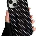 ZTOFERA Magnetic Case for iPhone 13/14, Polka Dot Phone Case Cute for Girl Women, Compatible with Magsafe, Hard PC+Soft TPU Protective Phone Cover for iPhone 13/14-Black