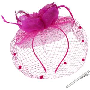 Women's Fascinators Hats Tea Party Hats for Women, 50s Flower Feathers with Veil Headwear for Tea Party Dresses Accessories