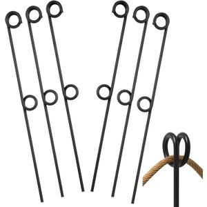 MorningRo 18 Pcs 42'' Double Rope Stakes Black Steel Poles/Stakes with Loop Fence Poles for Creating a Rope Border Around Flower Beds, Trees, Gardens, Walkways