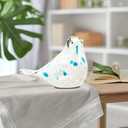 2 x Handmade Glass Bird w String Lights Figurine Blown Art Animal Sculpture, Home Decoration Tabletop Centerpiece Decor,Gifts for Bird Lovers (Blue and White)