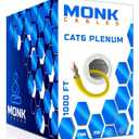 MONK CABLES | CAT6 Plenum Cable 1000ft | UTP, 23AWG, 550MHz | DSX-8000 Certified | Most Certified Cable of The Whole Market (Yellow)