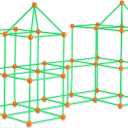 VEVOR Fort Building Kit for Kids, 140PCS Glow in The Dark STEM Building Toys, Educational Gift for 4 5 6 7 8+ Year Old Boys & Girls Indoor Outdoor Kids Fort Building Kit with 96 Rods and 44 Balls