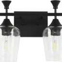 Bathroom Light Fixtures (2-Light, 14 Inch), Matte Black Vanity Lights for Bathroom with Clear Wine Glass Glass Shade, Modern Vanity Wall Lights for Mirror Bedroom Living Room Kitchen Hallway Porch