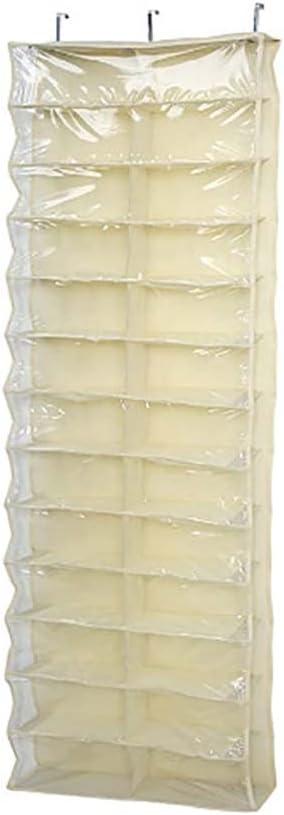 Door Hanging Storage With 26 Compartments Shoe Organizer, Non-woven Fabric Shoe Rack 62.99 x 22 x 6.3 Inches, Shoes, Sneakers and Home Accessories (Yellow)