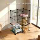 DIY Modular Cat Enclosure 3x3x2 Grid | Extra Large Indoor Cat Playpen | Foldable Black Wire Metal Cat Cage with Multi-Level Shelves | Approx. (43.7" x 29.5" x 43.3")