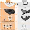 18" Foldable Ring Light with Stand for iPhone ipad, LED Display/2 USB Ports/4 Phone Tablet Holders, 2700-6500K Dimmable Ring Light for Tattoo Barber Makeup Studio Video Recording Photography