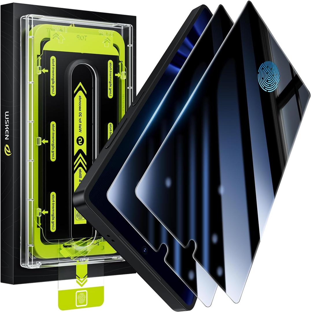 WSKEN for Samsung Galaxy S25 Ultra Privacy Screen Protector - 25 Degree Anti Spy [Fingerprint Unlock Support] Case Friendly Shatterproof Auto Dust Removal Tempered Glass for Galaxy S25 Ultra,2 PCS