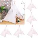 Windyun 6 Pcs Kids Teepee Tent Foldable Washable Indoor Outdoor for Boys Girls Toddler Boho Sleepovers Birthday Pajama Party Spa Supplies(63 Inch,White)